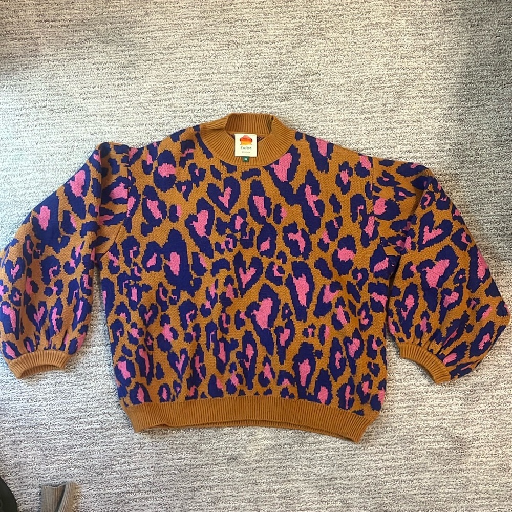 Farm Rio Balloon sleeve leopard sweater